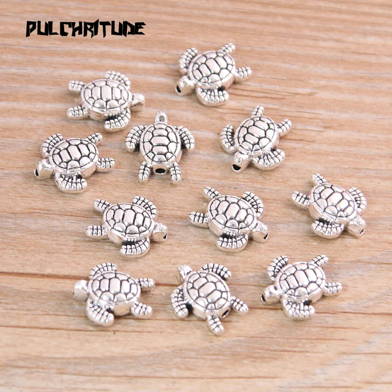 14pcs 12*13mm Two Color Tortoise Turtle Bead Spacer Bead Charms For Diy Beaded Bracelets Jewelry Handmade Making