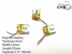 10pcs/lot 3.7V,60mAH,501215 Polymer lithium ion / Li-ion battery for TOY,POWER BANK,GPS,mp3,mp4,cell phone,speaker