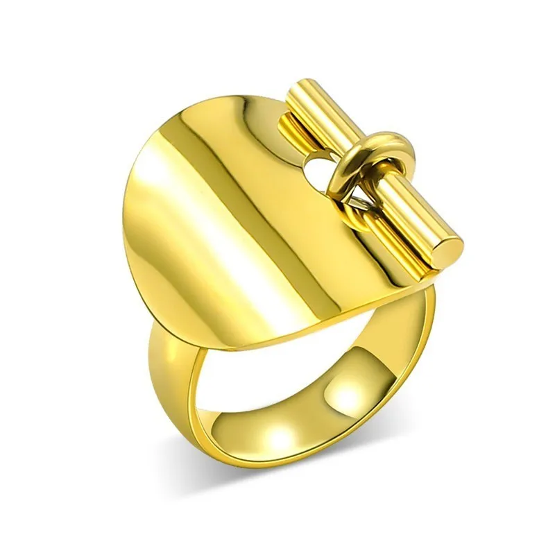 Mode Edelstahl Ringe für Frauen Silber Farbe Runde Lock Steppstich Ring Punk Stil Komfort Ft Bague Femme Anillos