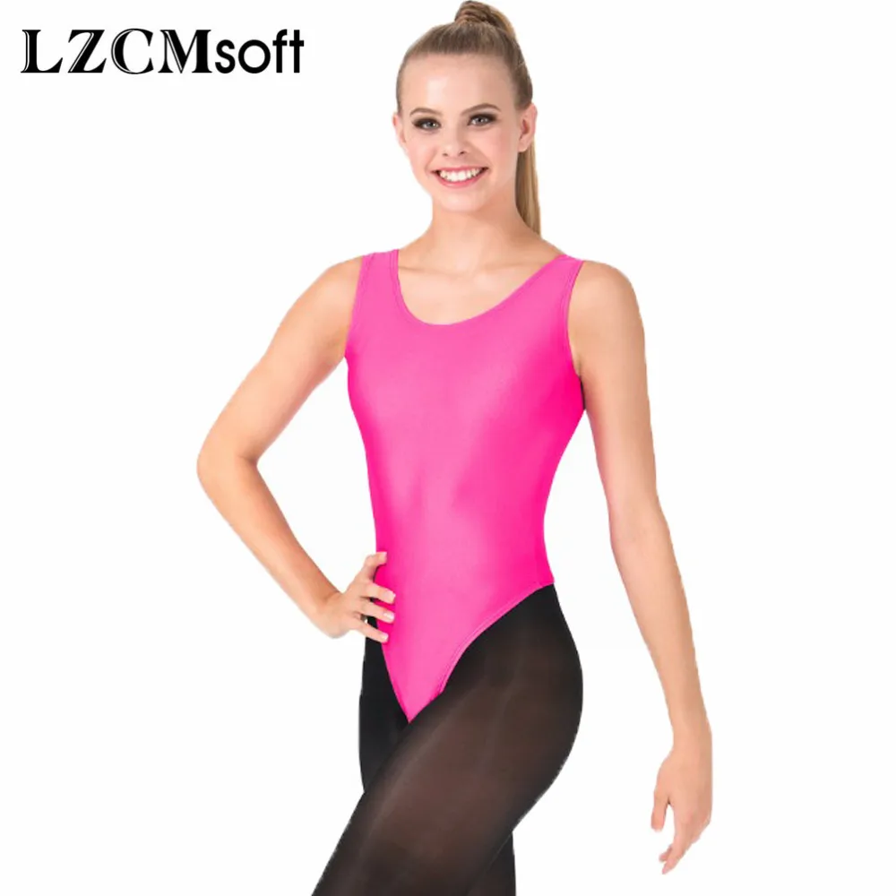 LZCMsoft Women\'s Sexy Tank Gymnastics Leotard Spandex Nylon Sleeveless Ballet Dance Leotards Bodysuit Stage Performance Tops