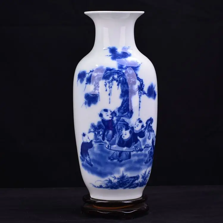 

Jingdezhen ceramic vase of blue and white porcelain landscape of modern minimalist living room decoration decoration crafts crea