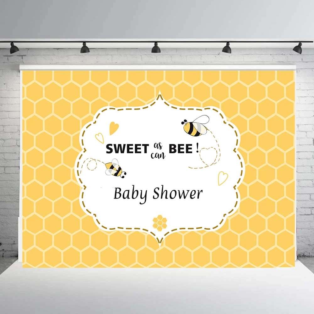 BEIPOTO Sweet As Can Bee Baby Shower Backdrop for Photography Honeycomb Baptism Photo Background for Photo Studio Props banner 6