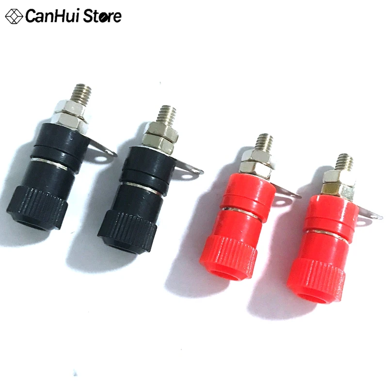 10ps 4mm Banana Socket Nickel Plated Binding Post Nut Banana Plug Jack Connector Red + Black  JS-910B Terminal JS919 Opening 8mm