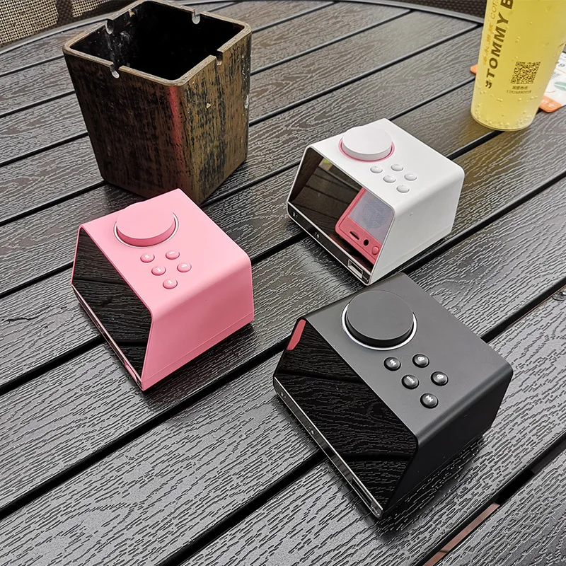 EXRIZU-알람 시계 및 블루투스 스피커 TF 카드 U-디스크 AUX 디지털 미러 디스플레이, FM 라디오베이스 서브 우퍼 사운드 무선 스피커