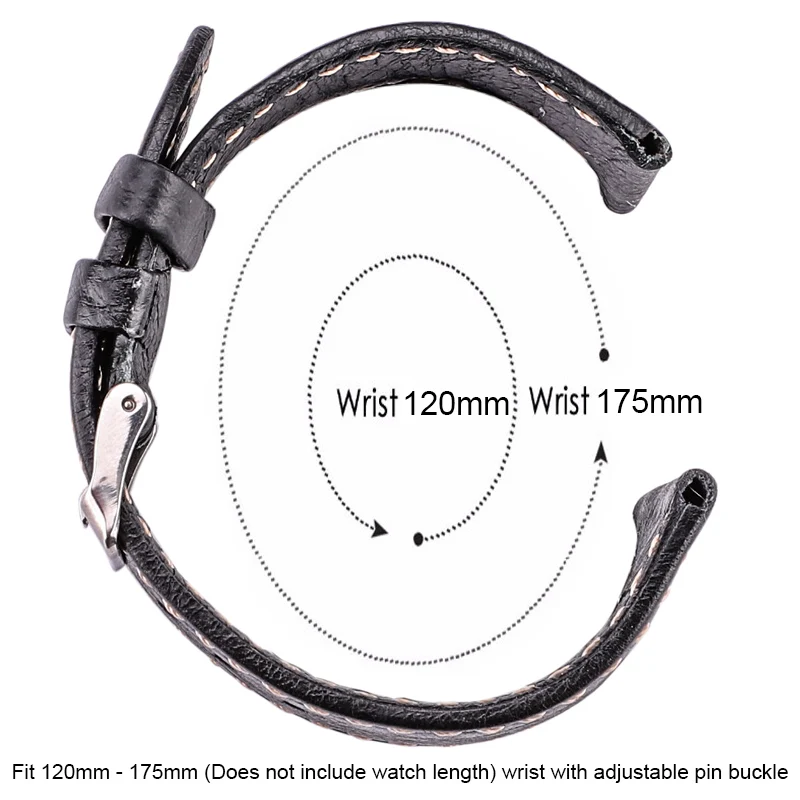 Watchbands 22mm 24mm Soft Thin Black Brown Genuine Leather Watch Band Strap Stainless Steel Pin Buckle Watch Accessories