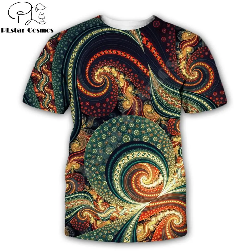 2019 New Fashion Abstract T-shirt Fractal art  3D Psychedelic Printed Men Women Short Sleeves Summer Streetwear Casual T shirts