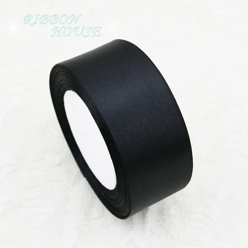 (25 yards/roll) Black Single Face Satin Ribbon Wholesale Gift Wrapping Christmas ribbons