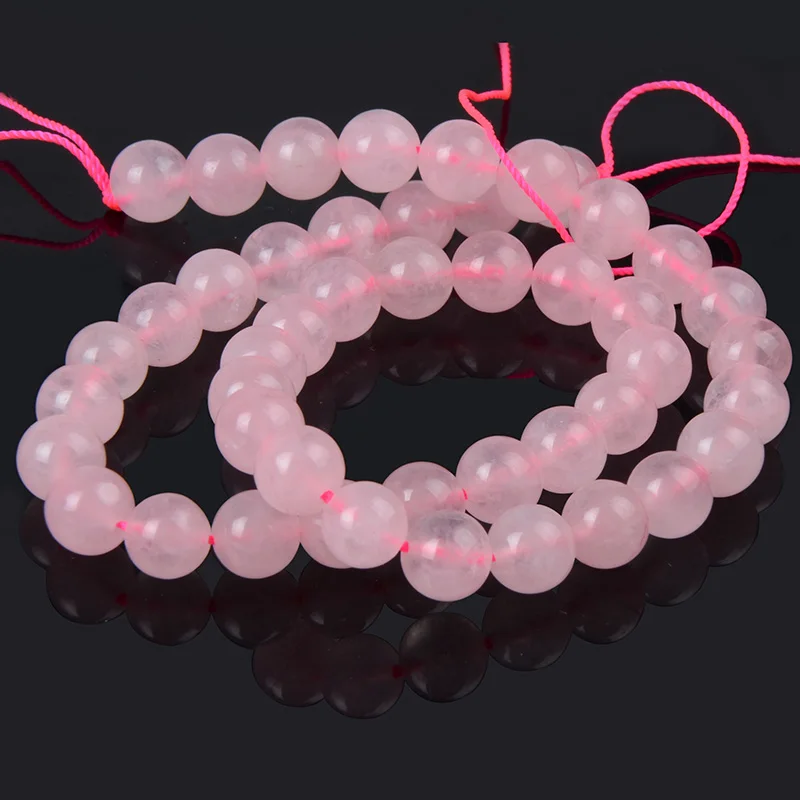 Chanfar Matte Pink Crystal Rose Quartzs Natural Stone Beads Round DIY Loose Bracelet Spacer Beads For Jewelry Making Choose