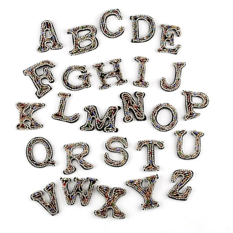 26 English letters Beaded Patch rhinestone patch diy clothing decorative supplies embroidery flower bead applique patch