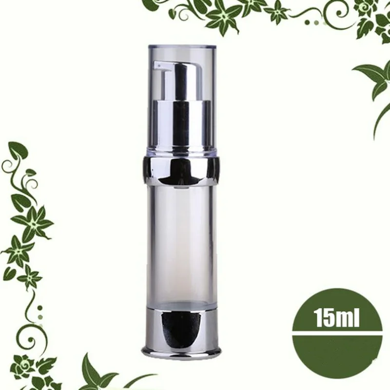 

15ML 20ML 30ML Silver Airless Bottle Lotion Pump, Cosmetic Essence Packaging Bottle, Silver Cap Vacuum Bottle F210