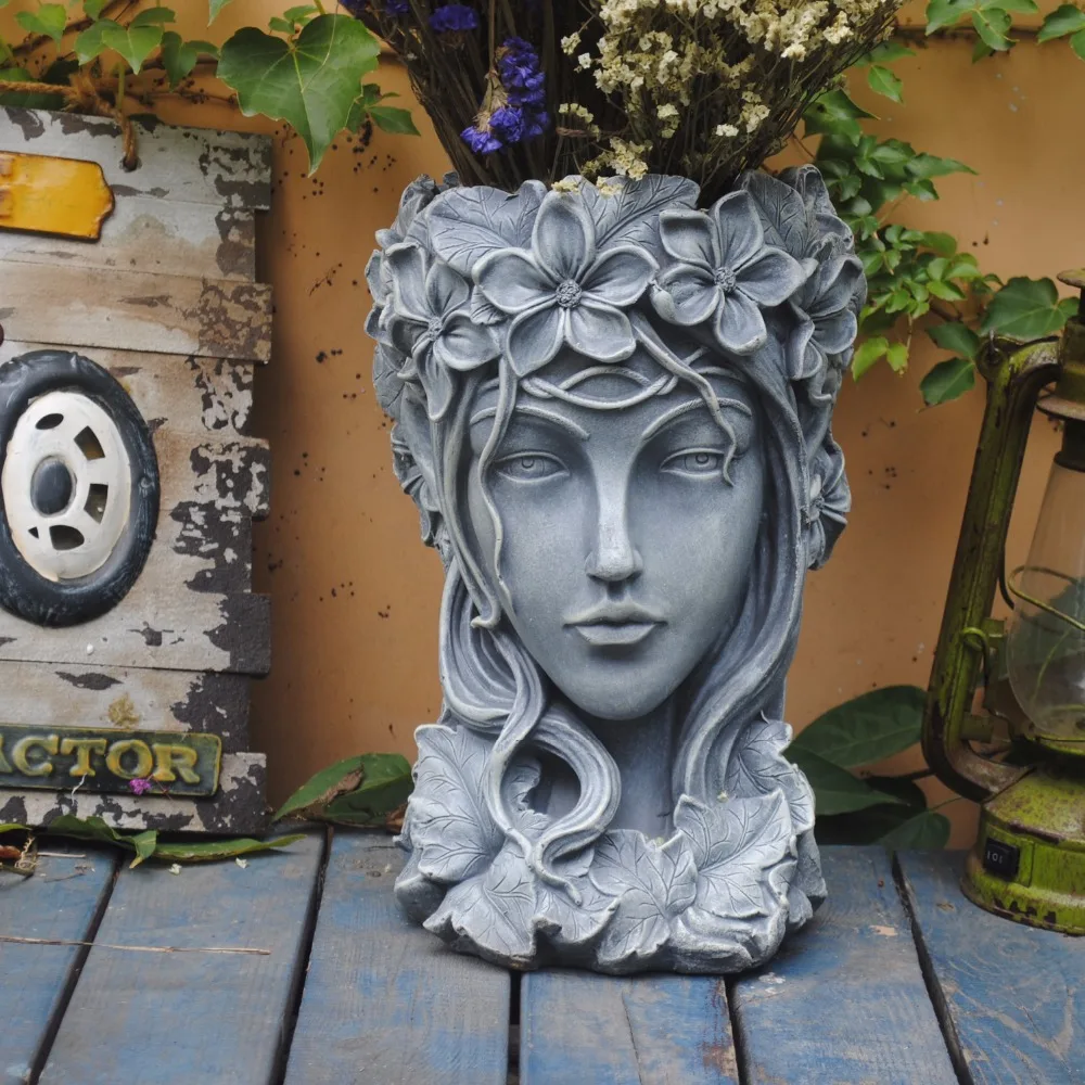 Nordic Venus Statue Yard Planter Cement Vase Figurine Home Garden Greek Goddess Head Flower Pot Decoration Large Succulent Craft