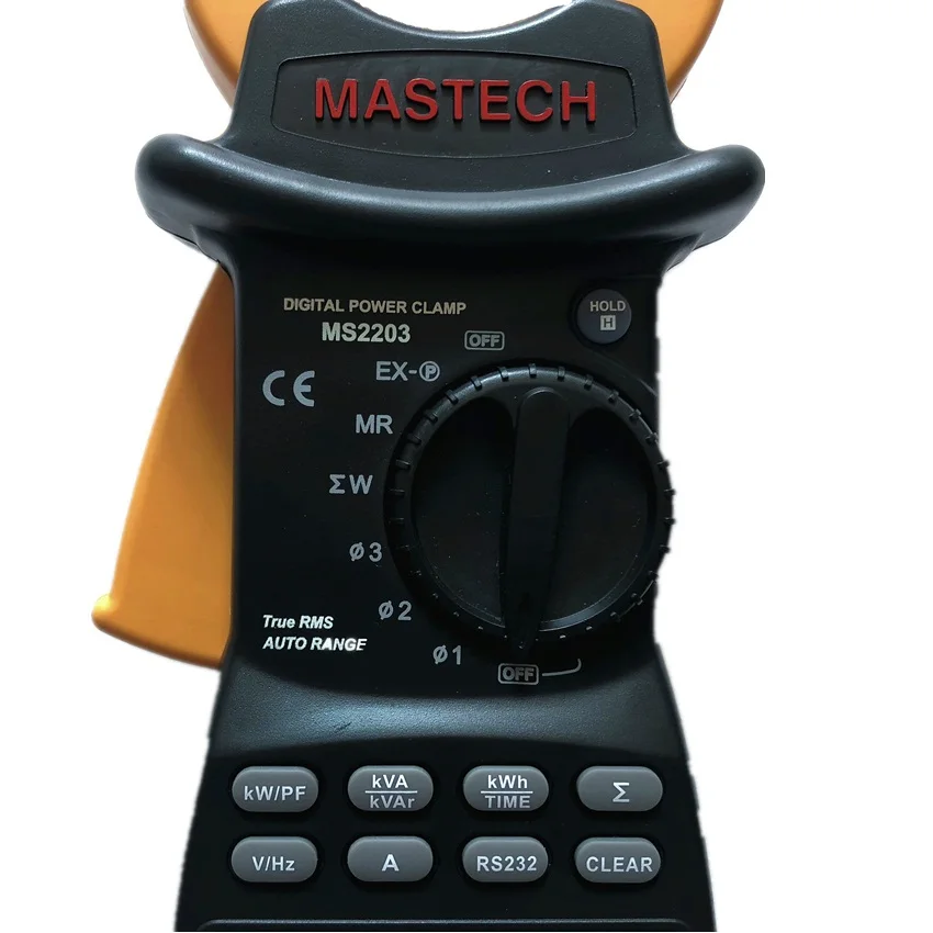 MASTECH-MS2203 Wattmeter ، 3 مراحل ، احترافي ، حساسية عالية ، مشبك ، عامل الطاقة ، تصحيح ، USB ، True-RMS ، 4 أسلاك اختبار