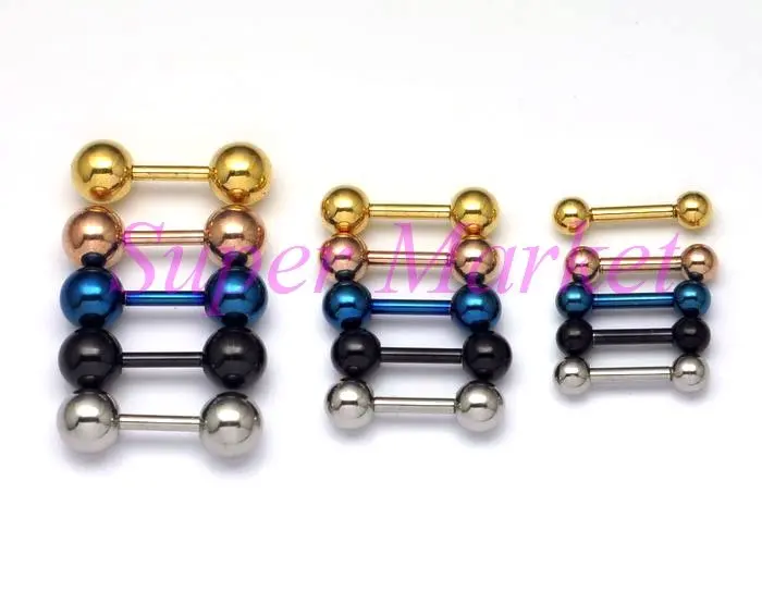 

Free Shipping New Arrival Barbell Earring Bone Ear Ring Nail Jewelry Mixed Color size 316L stainless steel otica 16G 1.2mm