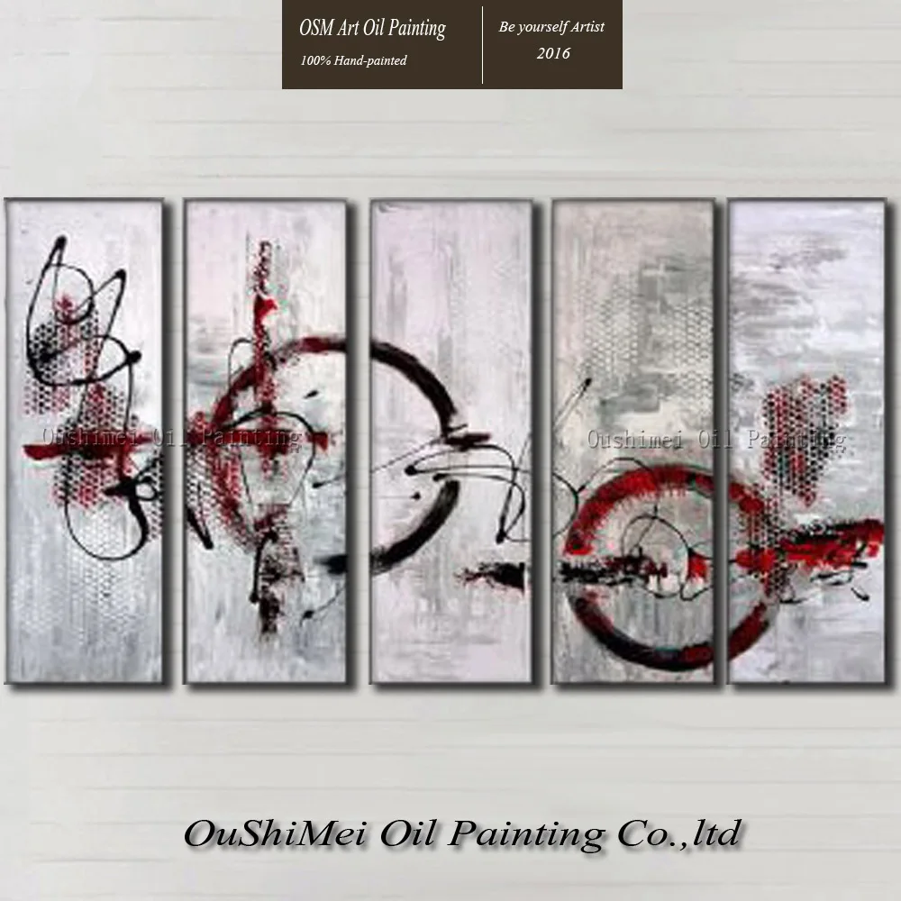 

China Top Supplier Wholesale High Quality Modern Abstract Five Panels Oil Painting On Canvas Abstract Oil Paints for Friend Gift