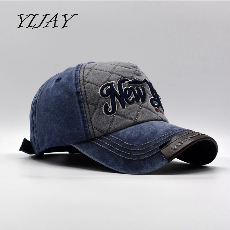 2018 new style hot caps NEW YORK city washed plaid vintage baseball cap NEW YORK city lady adjustable embroidery dad hat