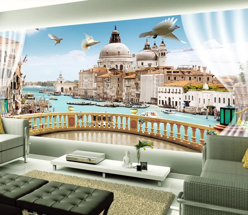 

Custom 3d mural wallpaper European style Beautiful scenery outside the window balcony in Rome 3d wallpaper mural