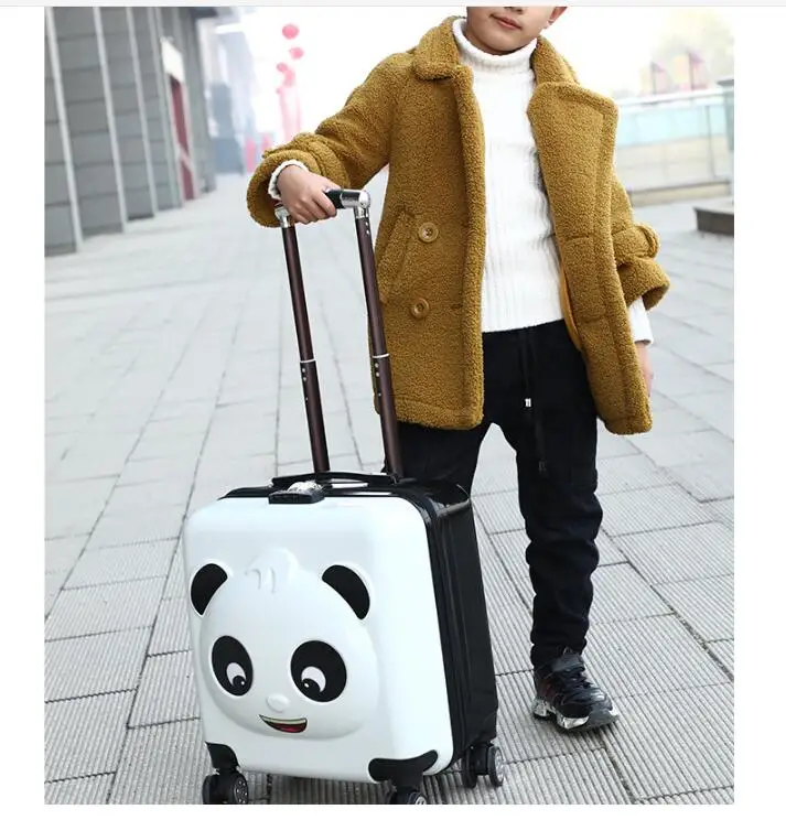 Panda Kid Travel luggage suitcase Trolley bags on wheels Kid wheeled carry on baggage Spinner  Children Rolling suitcase for Boy