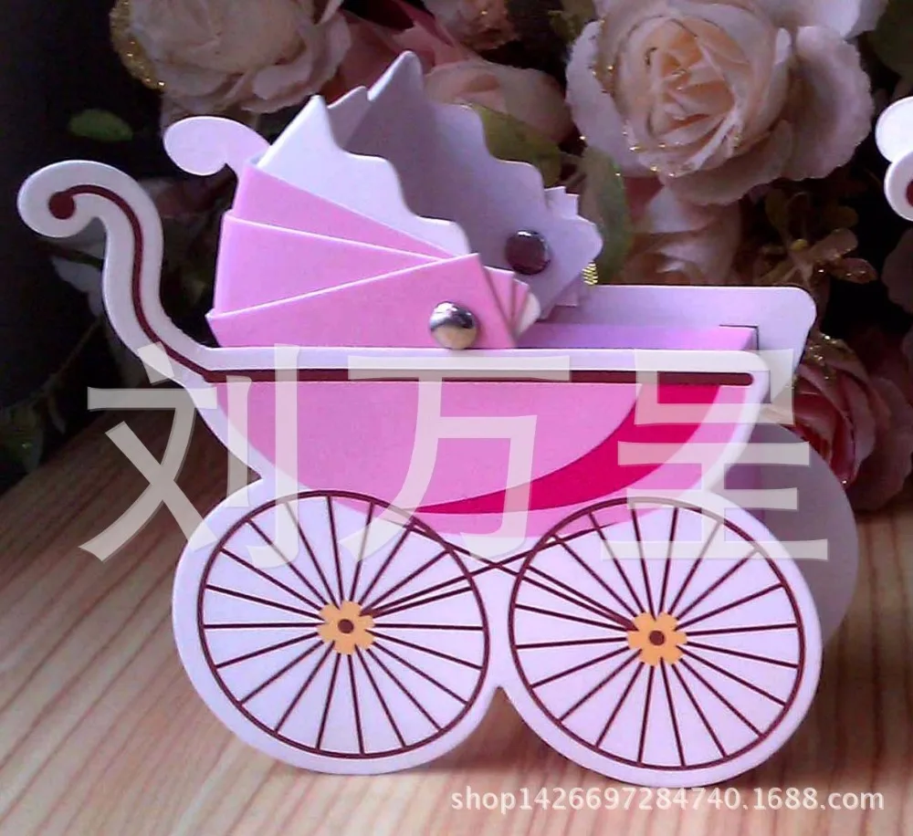 100pcs/lot Stroller trolley Baby Candy Box Bottle Shower Baptism Party Birthday Favor Christening Gift New Design