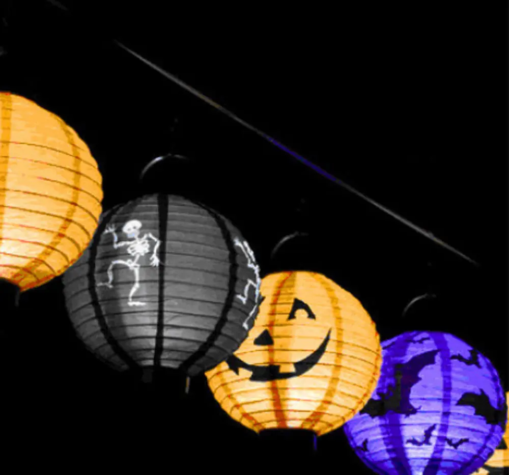 200 pcs Fashion Hot Halloween LED Paper Pumpkin Ghost Hanging Lantern Light Holiday Party Decor