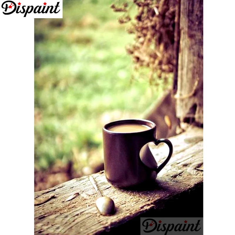 Dispaint كامل مربع/الحفر المستديرة 5D DIY بها بنفسك الماس اللوحة "كوب القهوة" التطريز عبر غرزة ثلاثية الأبعاد ديكور المنزل A12022