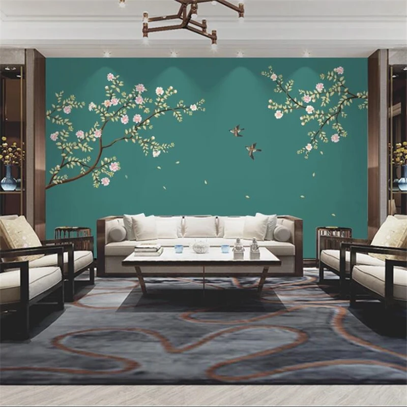 

beibehang Custom wallpaper 3d mural new Chinese hand-painted peony flowers and birds TV sofa wall decoration painting wallpaper