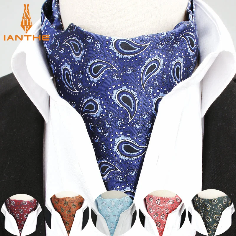 2018 Brand New Fashion Paisley Jacquard Men Long Cravat Ascot Ties Gentlemen Formal Neck Tie Wedding Party Ties Cravats Ascots