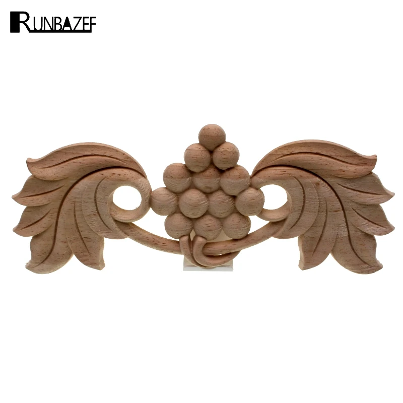 

RUNBAZEF Woodcarving Corner Decal Wooden Wood Applique Frame Wall Door Figurines Home Decoration Accessories Furniture Craft