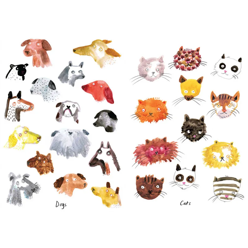 1 PCS 수채화 고양이와 개 Precut 귀여운 미적 도서 저널 스티커 Scrapbooking 편지지 스티커 플레이크 아트 용품 