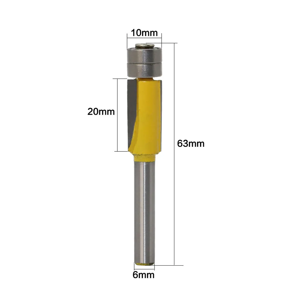 1pcs 6mm Shank Flush Trim Router Bits for wood Trimming Cutters with bearing woodworking tool endmill milling cutter