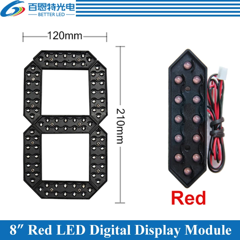 

4pcs/lot 8" Red Color Outdoor 7 Seven Segment LED Digital Number Module for Gas Price LED Display module