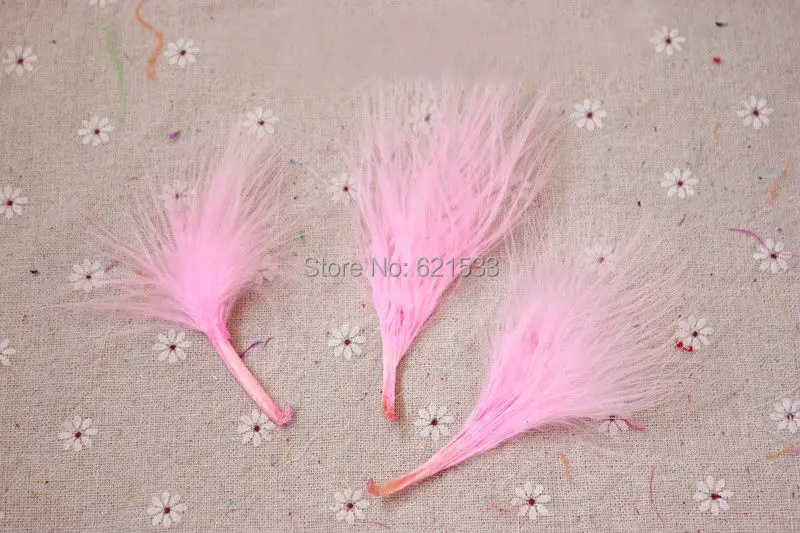 

500Pcs/lot 5-10CM Pink BLOOD QUILL TURKEY MARABOU FEATHERS for earrings,hair pieces and bridal creations