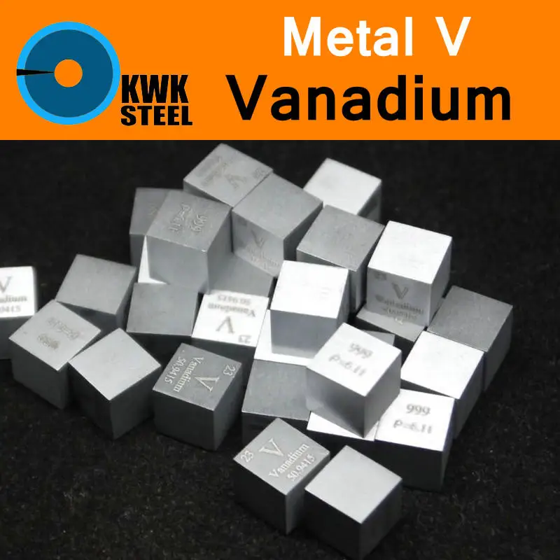 V Vanadium Cube Ball Bulk Glass Seal Pure 99.9% Periodic Table of Rare Metal Elements for DIY Research Study School Education