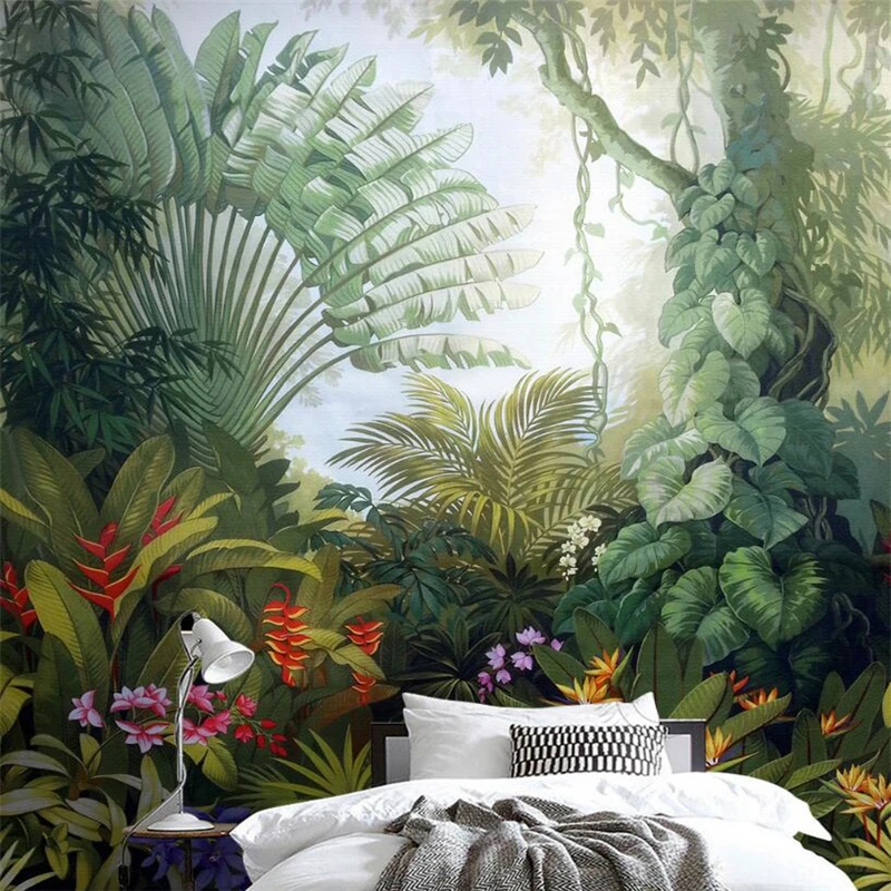 Custom wallpaper home decor mural medieval tropical rain forest landscape television background 3d wallpaper Decorative painting