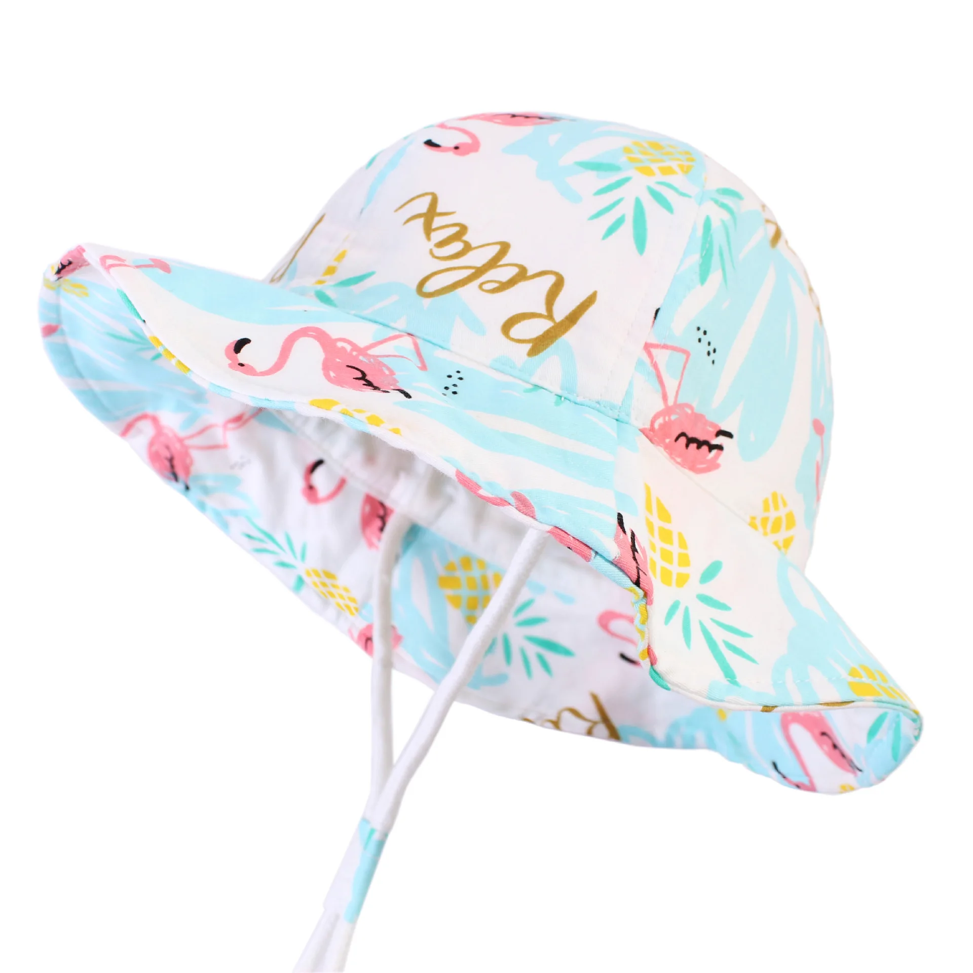 

1-14 Years Kids Children Basin Cap Spring Summer Baby Sun Hat Cotton Flamingo Printing Baby Boys Girls Hat KF568