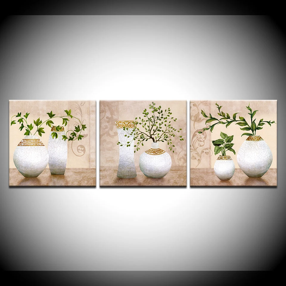 Framework Rich tree in vase wall art canvas modern Modular 3 panel wall Poster Nordic Canvas painting for Living Room Home Decor