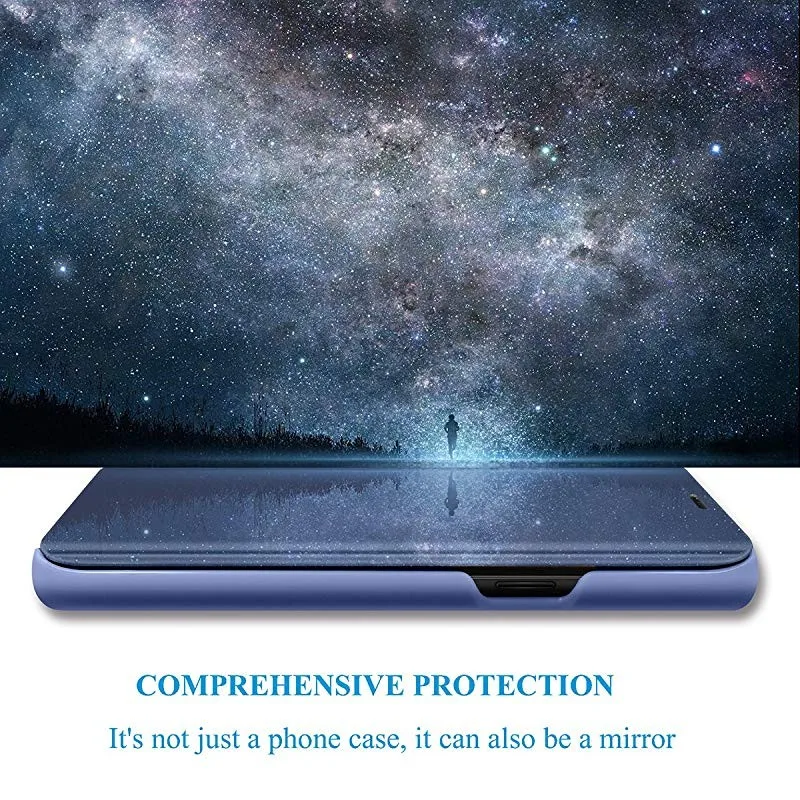 Mirror Case For Xiaomi Redmi 15C 14C MI 15T Pro 14T 13T Note 14 Pro Plus 13 Cover View PU Leather Kickstand Flip Holder Case