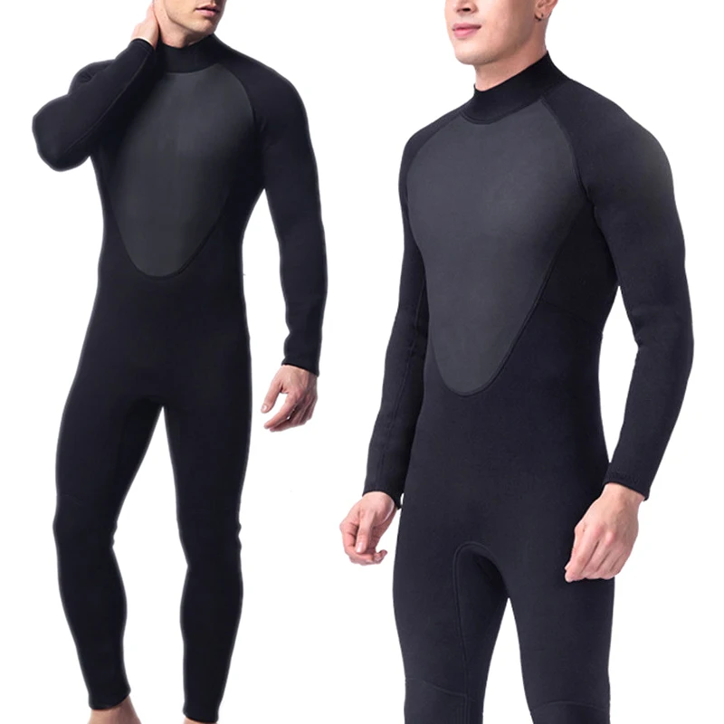 Summer Men Wetsuit Full Bodysuit 3mm Round Neck Diving Suit Stretchy Swimming Surfing Snorkeling Kayaking Sports Clothing EDF