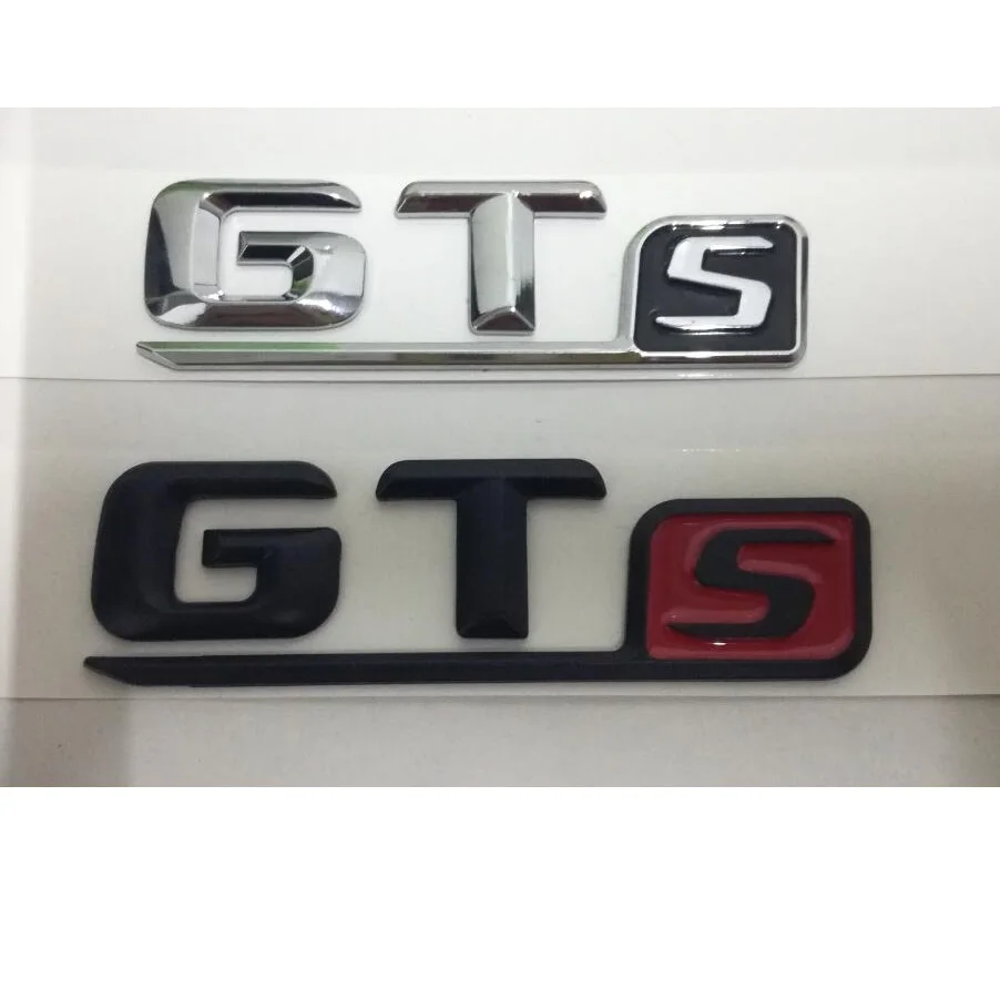 

For Mercedes Benz AMG Chrome Black Red Letters GTS Car Trunk Lids Lip Front Emblems Badges Sticker Decal