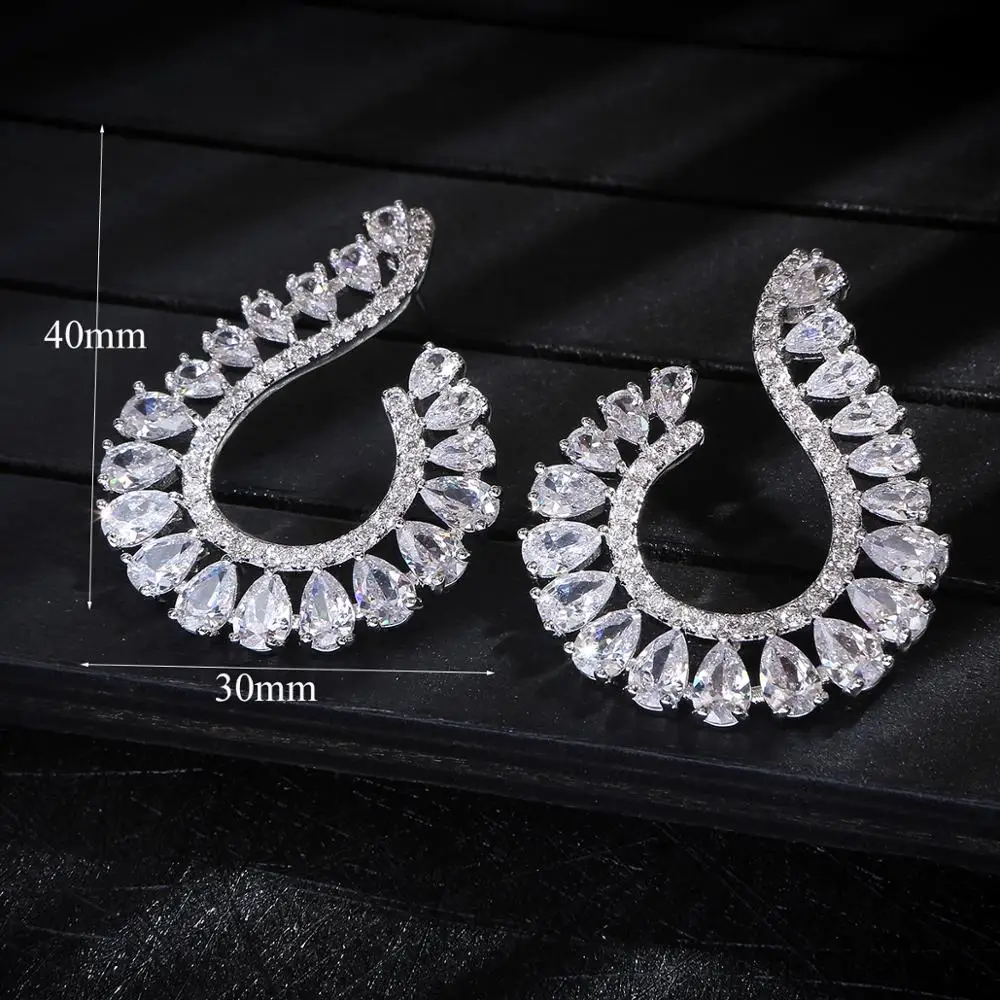 

40MM Original Luxury AAA Cubic Zirconia Brand New Waterdrop Big Stud Earrings for Women Gift for Drop shipping E7338