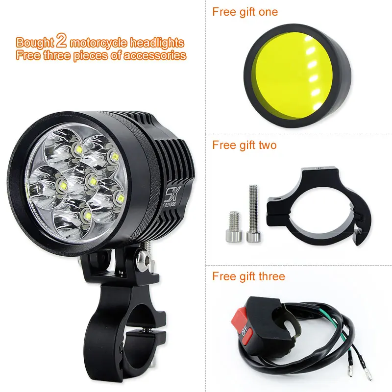 1×Double color led motorcycle headlight DRL Phare Scooter Phares Anti-Brouillard Spotlight Moto ATV Travail Spot Light Head lamp