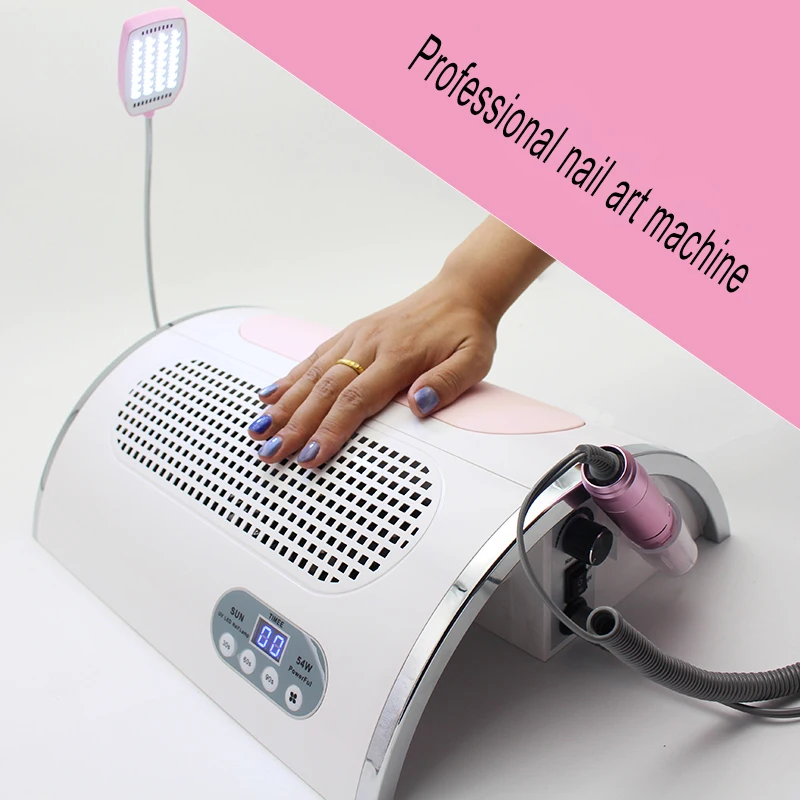 

multifunctional nail art machine 4 in 1 Nail Milling Machine Dust Suction Vacuum 54W LED Nail UV Lamp Metal Polisher nail drill