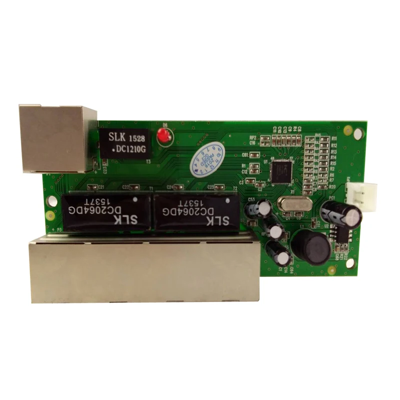 OEM Shenzhen Mini 5 Port 10/100 Mbps Network Switch 5-12 V Lebar Masukan Tegangan Smart Ethernet PCB RJ45 Modul dengan LED Built-In