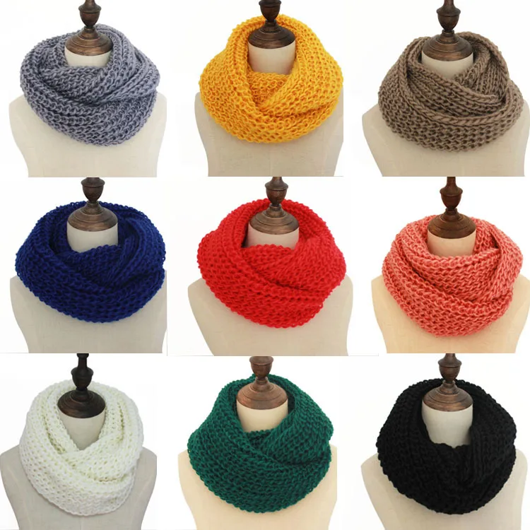 

2019 Newly Design Fashion Women Winter Warm Infinity 2 Circle Cable Knit Cowl Neck Long Scarf Shaw jcl03 hot sale