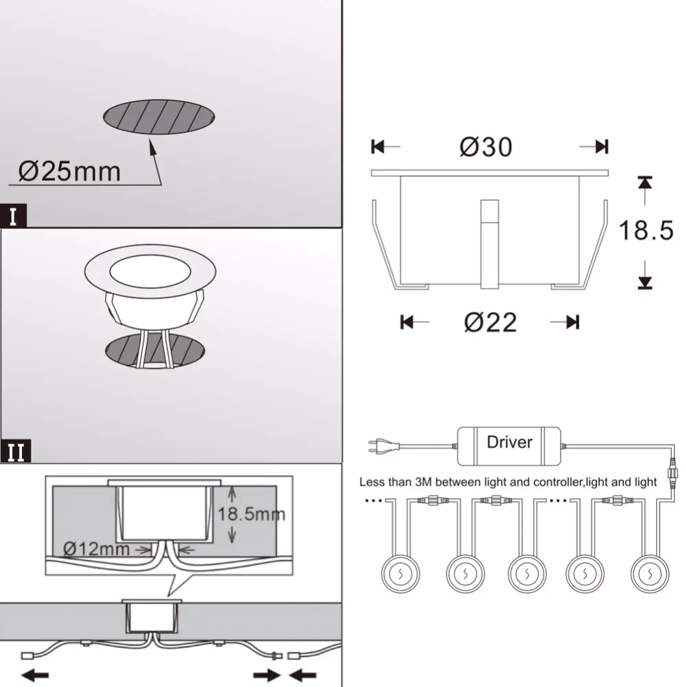 Laagspanning 12 V Outdoor Stap Lichten Home Decor Vloer Kamer onder Trap Verlichting Buiten Patio Lamp Verzonken 20 stks/set B105-20