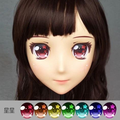 

(Jiang05)Female Sweet Girl Resin Half Head Kigurumi Crossdress Cosplay Japanese Anime Role Lolita Doll Mask With Eyes And Wig