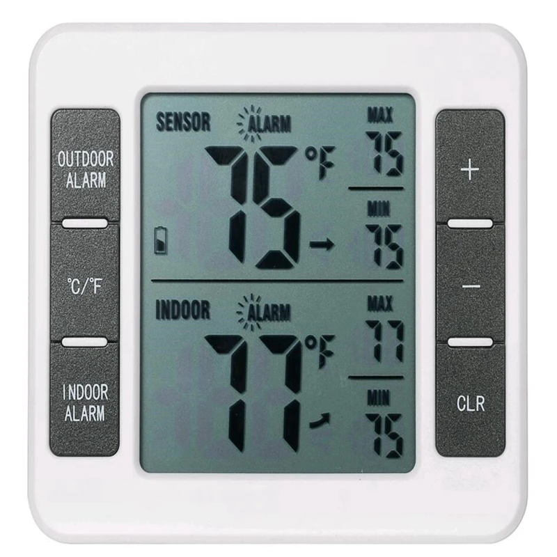 Bezprzewodowy termometr cyfrowy C/F Max Min Lodówki Zamrażarki Lodówka domowa Czujnik temperatury Monitor -40 ℃ ~60 ℃   Stacja pogodowa