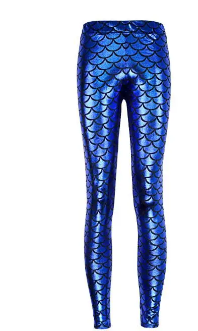 Milk Digital Print Women Mermaid Fish Scale Leggings Plus Size Black Metallic Geometric Stretch Legging Pant For Female