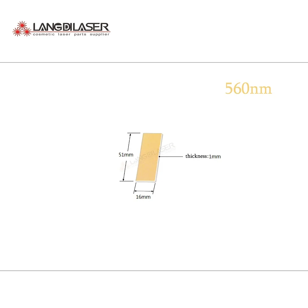 

ipl 560nm filter , size : 51*16*1mm , optic laser filter for IPL skin rejuvenation , cosmetic laser filter