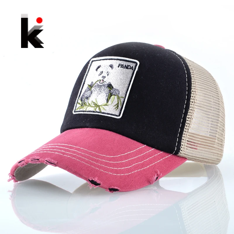 

Panda Trucker Cap Snapback Patch Baseball Cap Women Casual Breathable Mesh Hats For Men Unisex Hip Hop Casquette