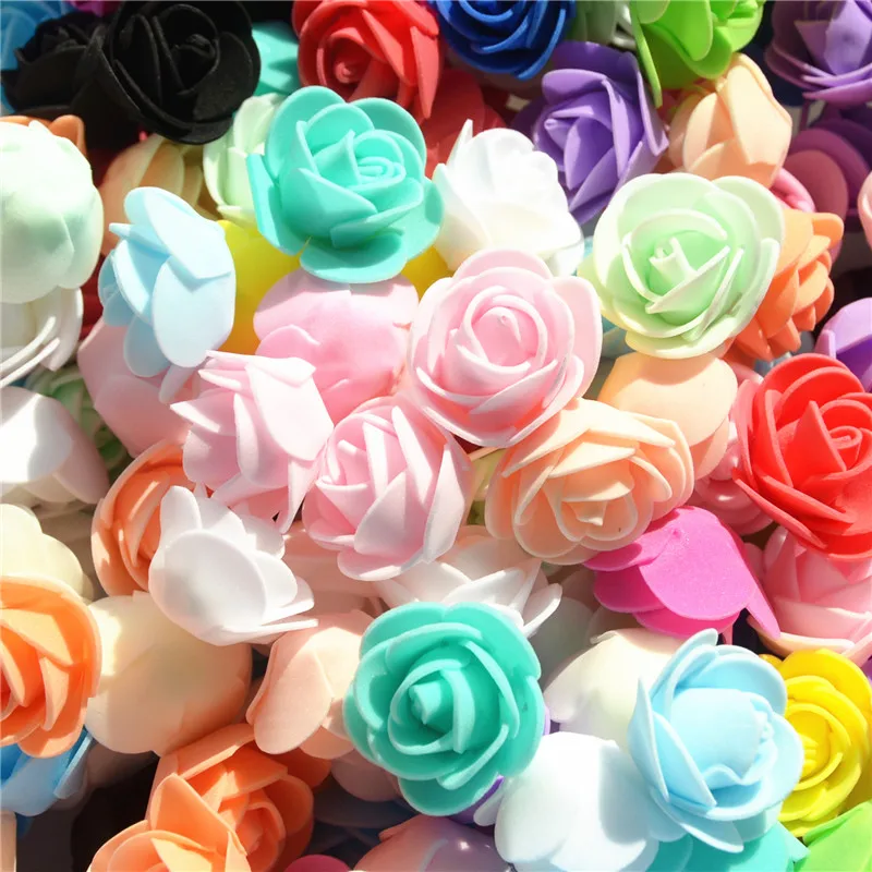 24 PCS/Lot Artificial Mini PE Foam Rose Flower Head Handmade DIY Wedding Home Decoration DIY Scrapbooking Fake Flower Kiss Ball